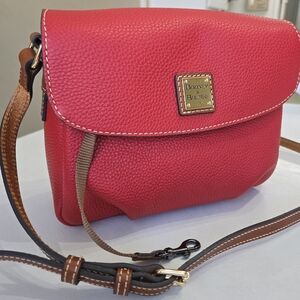 Dooney & Bourke Red Pebble Grain Leather Flap Crossbody